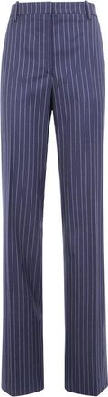 Tom Ford Gecordeelde krijtstreep wollen pantalons met rechte pasvorm - Dames - Straight fit broeken - Blauw - XS - Wol - Broeken