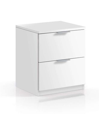 F.R.S. Frs - Mesita De Noche Hierro 2 Cajones Acabado Roble O Blanco 45 Cm(alto)38 Cm(ancho)34 Cm(fondo)