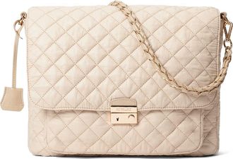 MZ Wallace Large Crosby Lock Quilted Nylon Crossbody Bag in Buff at Nordstrom