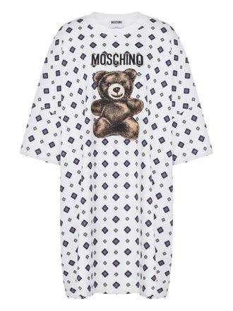 Moschino teddy-print mini dress - White