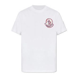 Moncler T-Shirts, male, White, Size: M Logo Cotton T-Shirt