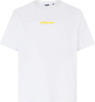 GCDS Hotline Geborduurd T-shirt - Dames - T-shirts - Wit - M - Katoen - Tops