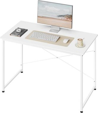 Woltu Tavolo da studio scrivania per computer, postazione di lavoro moderna per ufficio, tavolo da pranzo per casa e ufficio, 120x60 cm, Bianco
