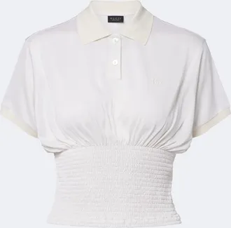 Gucci Double G shirred silk top