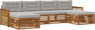 vidaXL Conjunto De Sof&aacute;s De Exterior 6 Uds. Natural Y Gris Claro Vidaxl