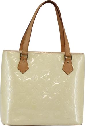 Louis Vuitton Houston Handbag Monogram Vernis Beige Patent_Leather Bag (Pre-Owned)