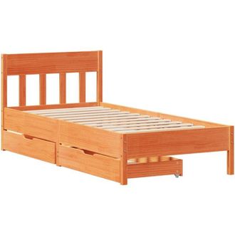 vidaXL Estructura De Cama Sin Colch&oacute;n Madera Maciza Marr&oacute;n 90x190 Cm Vidaxl