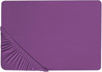 Beliani S&aacute;bana De Algod&oacute;n Violeta 200 X 200 Cm Ajustable Bordes El&aacute;sticos S&oacute;lido Janbu