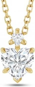 Allurez Heart Natural White Sapphire & Natural Diamond Pendant Necklace 14K Yellow Gold (0.58ct)