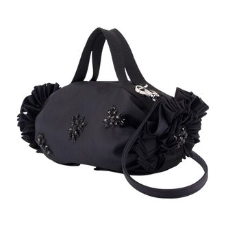 Simone Rocha Beaded Rosette Embellished Shoulder Bag - Black