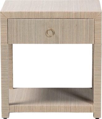 Baxton Studio Nata Bohemian Woven Grasscloth 1-Drawer Nightstand
