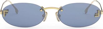 Fendi First Crystal Gold Oval Sunglasses