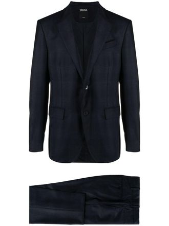 Ermenegildo Zegna single-breasted checked wool suit - men - Wool/Cupro/Viscose/Modal/Cotton - 60 - Blue