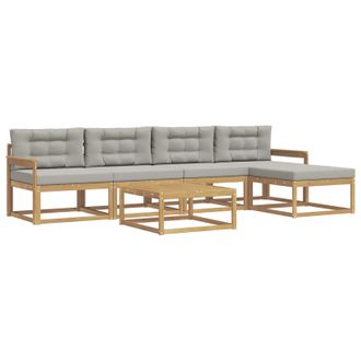 vidaXL Conjunto De Sof&aacute;s De Exterior 6 Pcs Blanco Y Gris Claro Vidaxl