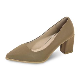 Generic 2026 Womens High Heels Comfortable Breathable Slip On Casual Solid Color for Daily Wear Versatile Fashion Shoes with Round Toe Design (Beige, 3.5)