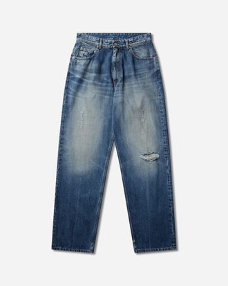 Maison Margiela Men s Distressed Straight Leg Jeans Medium Blue
