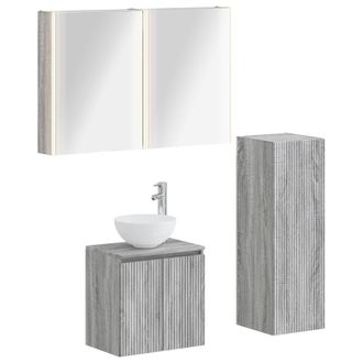 vidaXL Juego De Muebles De Ba&ntilde;o 4 Pcs Sonoma Gris Vidaxl