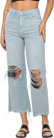 Flying Monkey 90s Vintage Crop Flare With Distressing Jeans In Mallard Green