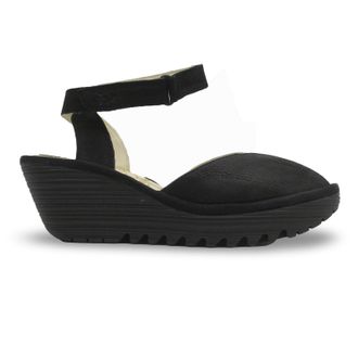 FLY London YAID552FLY Cupido Leather Womens Heels Sandals - Black - Size:UK 6