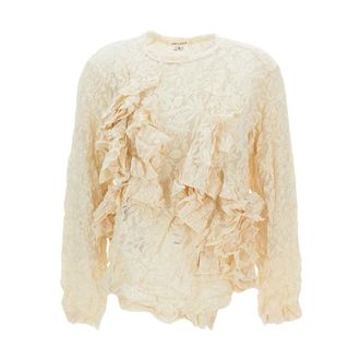 Comme Des Gar&ccedil;ons Blouses, female, White, Size: S Top girocollo a maniche lunghe