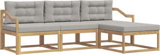vidaXL Conjunto De Sof&aacute;s De Exterior 4 Uds. Blanco Y Gris Claro Vidaxl