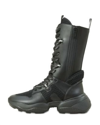 Hogan Womens Interaction Lace-Up Leather Boots In Black