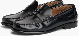 Tommy Hilfiger Mens Leather Penny Loafer - Black - US 11.5 / EU 45