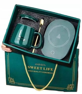 OEM Juego De Calentador De Caf&eacute; Y T&eacute; Con Taza Y Cuchara, Regalo De Navidad