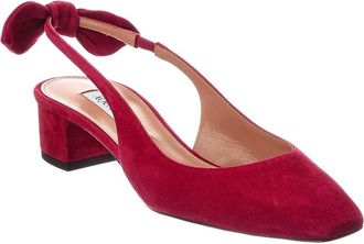 Aquazzura Very Bow Tie 35 Suede Slingback Pump