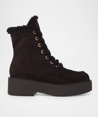 Gianvito Rossi 20mm Shearling-Lined Suede Laced Boots
