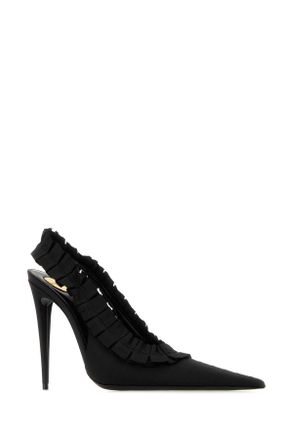 Saint Laurent Womens Black Taffeta Madeleine Pumps Neronero Scarpe Con Tacco