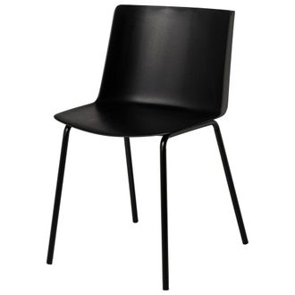 Koketto Home Silla de polipropileno negra con respaldo ergon&oacute;mico y patas de metal