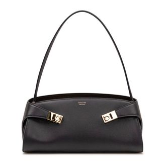 Ferragamo Tassen, Dames, Blauw, ONE Size, Leer, Hug East-West Schoudertas