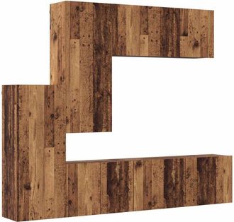 vidaXL Unidad De Pared Para Tv 5 Pcs Madera Envejecida Vidaxl