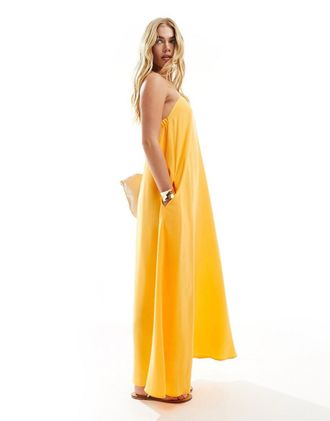 Asos clean bandeau maxi sundress in tangerine-Orange