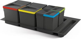 Emuca Papelera 2x12 L 2x6 L M&oacute;dulo 900 Mm Pl&aacute;stico Gris Antracita