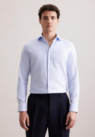 Seidensticker Businesshemd SEIDENSTICKER Schwarze Rose, Herren, Gr. S (38), normale &Auml;rmell&auml;ngen, blau (mittelblau), 100% Baumwolle, Strukturmuster, tailored fit, 2-