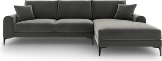 BLOOMINGLOFT Design Ecksofa Madara mit Samtbezug - Schwarz