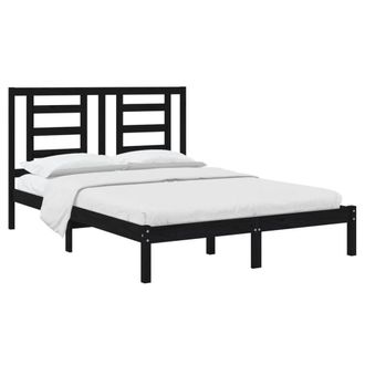 Berkfield Home Beautiful Bed Frame Black Solid Wood Pine 140x190 cm