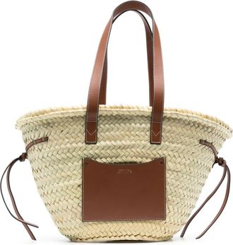 Isabel Marant medium Cadix raffia tote bag - women - Calf Leather/Straw/Polyurethane - One Size - Neutrals