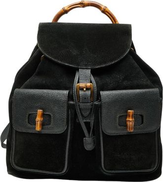 Gucci Black Suede Leather Backpack (Pre-Owned)