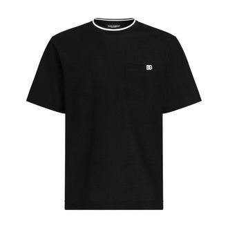Dolce & Gabbana T-Shirts, male, Black, 2XL, Piqu&eacute; Patch Pocket T-Shirt