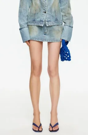 Lioness Rhode Denim Miniskirt in Stone Blue at Nordstrom, Size X-Large