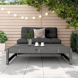 Berkfield Home Beautiful Garden Footstool Grey 120x80 cm Solid Wood Pine