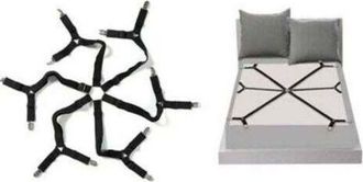 OEM Correas El&aacute;sticas Ajustables Para S&aacute;banas Bajeras (negras, De 3 V&iacute;as), Cintas Cruzadas Para Sujetar La S&aacute;bana, Aptas Para Colchones Redondos Y Cuadrad