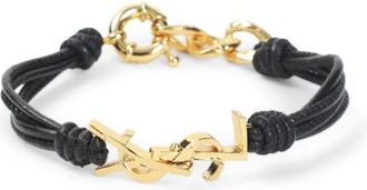 Saint Laurent Bracelets, female, Black, Size: ONE SIZE Multi-strand Cassandre Leather Bracelet