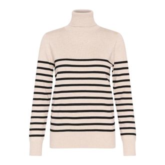 Saint Tropez Maglione a Collo Alto a Righe Grigio Morn - - Knitwear - Donna - Beige - M