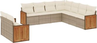 vidaXL Set De Sof&aacute;s De Jard&iacute;n 9 Pzas Con Cojines Rat&aacute;n Sint&eacute;tico Beige Vidaxl