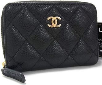 Chanel Matelasse Black Grained Calfskin Coin Purse/Coin Case (Pre-Owned)