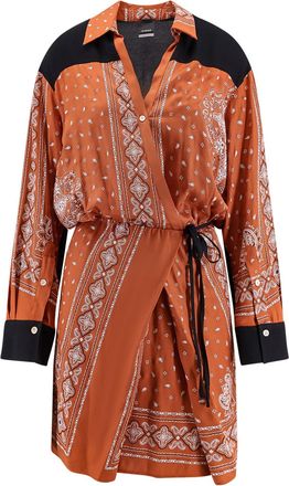 Pinko Mesopotamia Viscose Dress With Bandana Print And Georgette Profiles-Donna